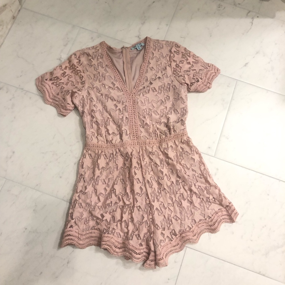 Pink Star Lace Romper